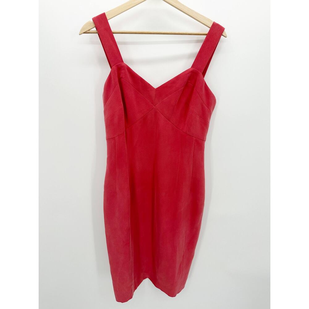 Dana Buchman Pink 100% Silk V-Neck Sleeveless Sheath Dress Womens Size 8‎